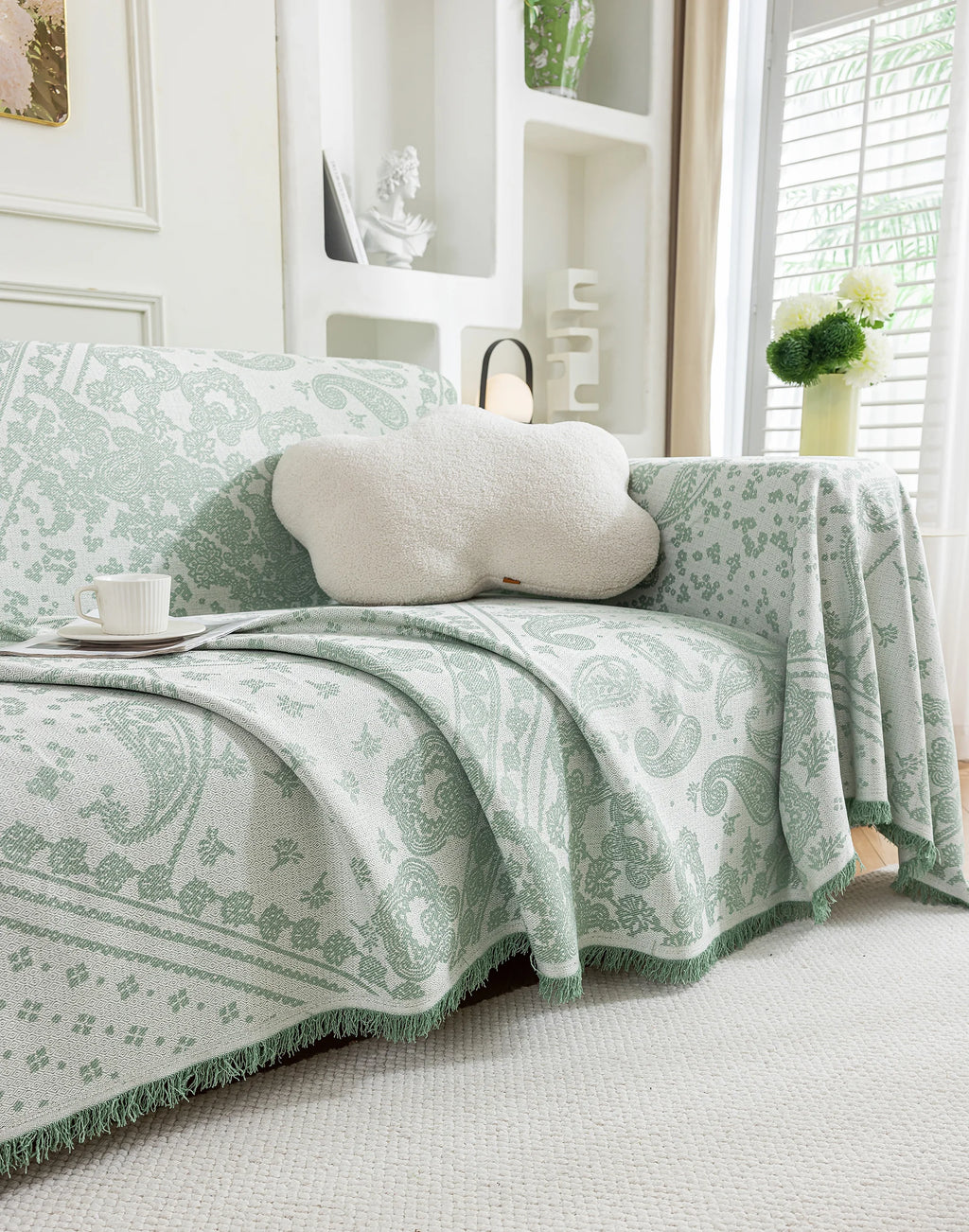 Paisley Faux Linen Pet Sofa Cover