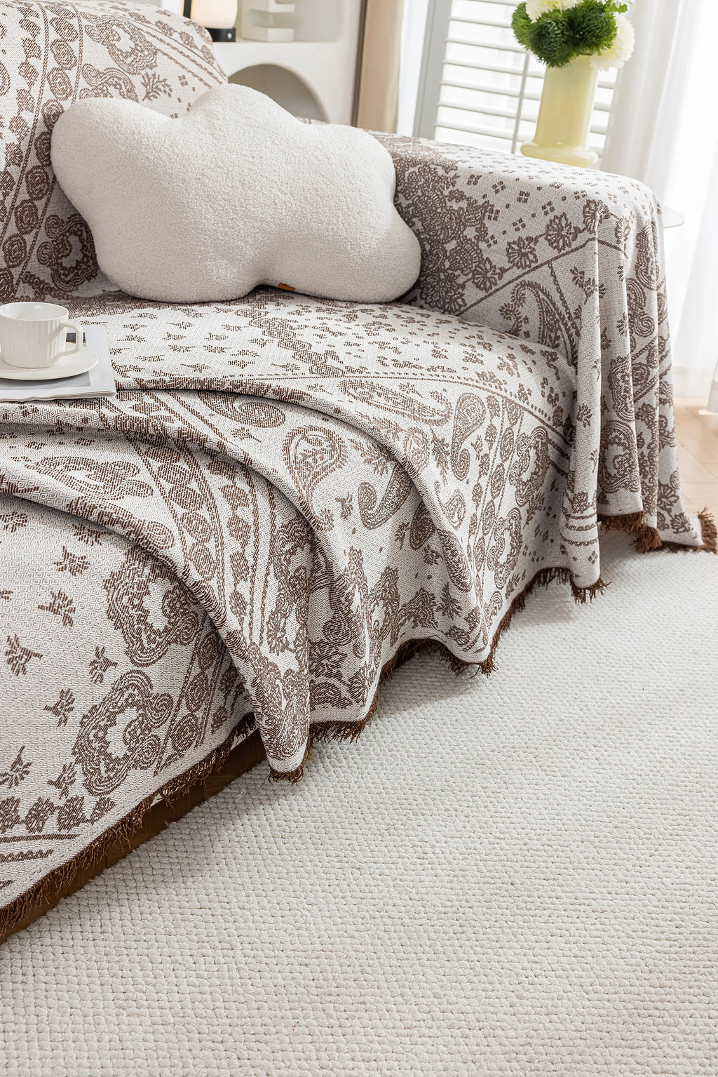 Paisley Faux Linen Pet Sofa Cover