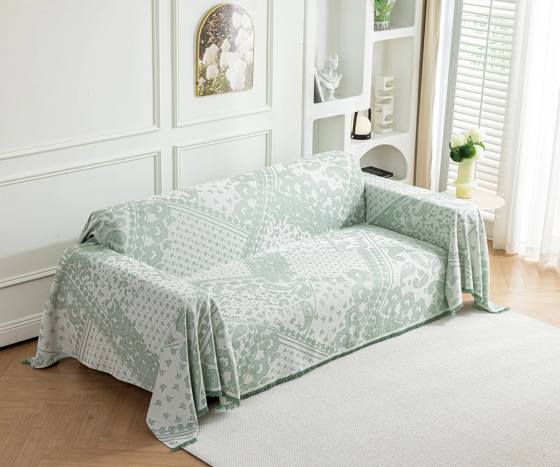 Paisley Faux Linen Pet Sofa Cover