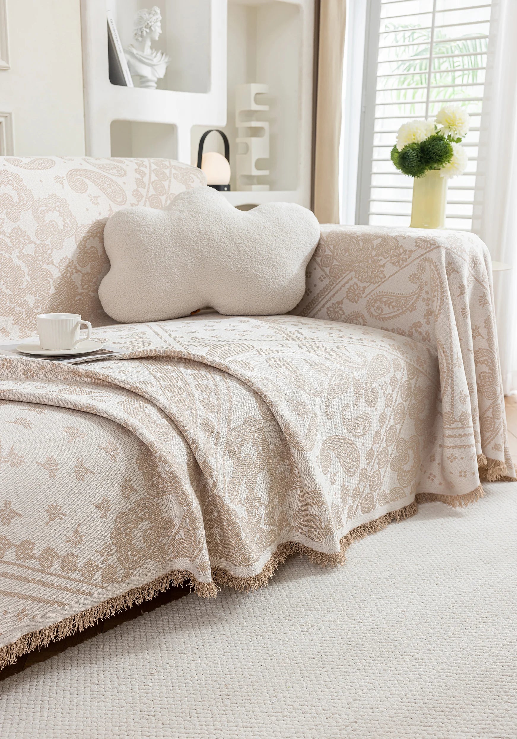 Paisley Faux Linen Pet Sofa Cover