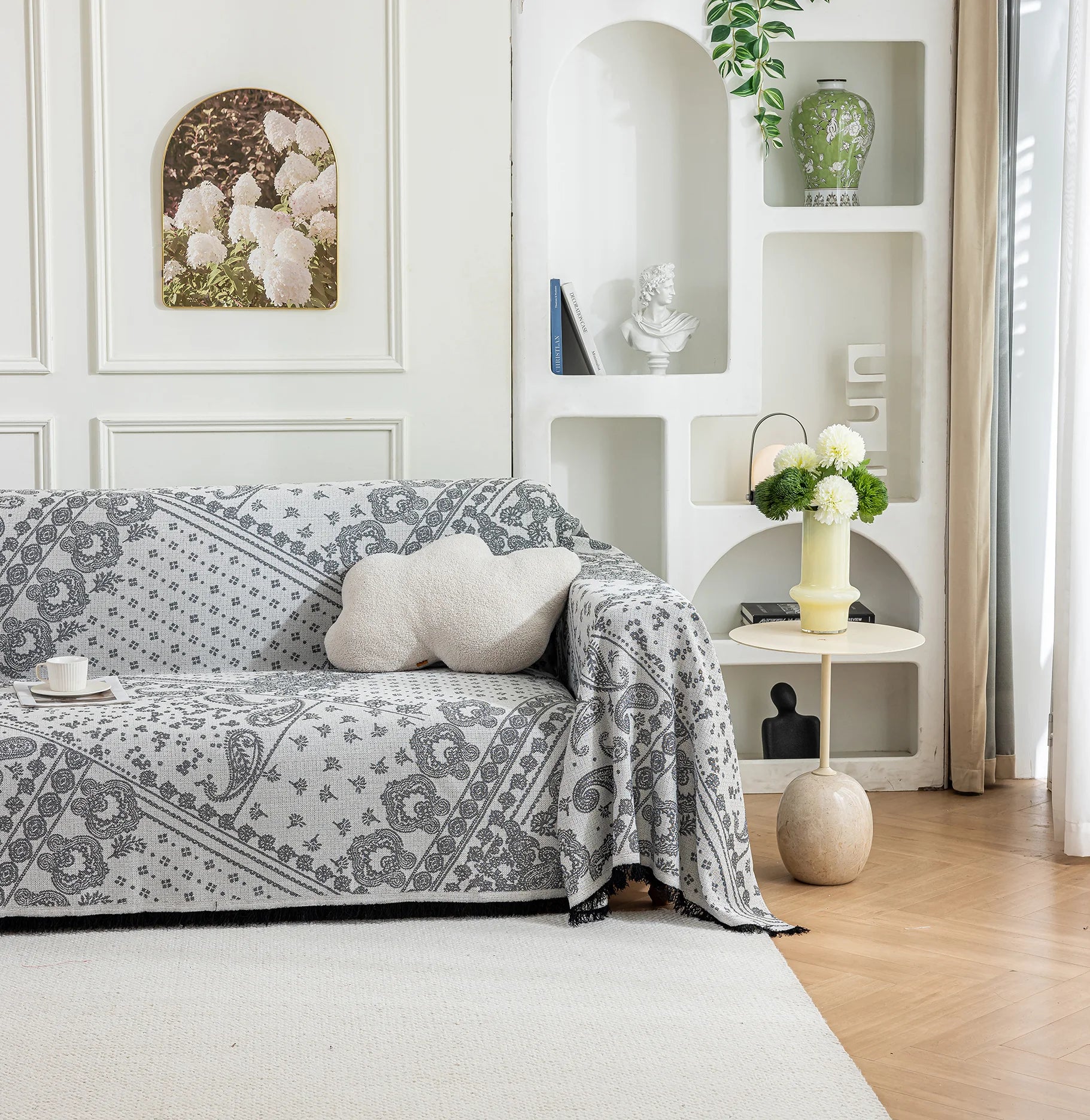 Paisley Faux Linen Pet Sofa Cover