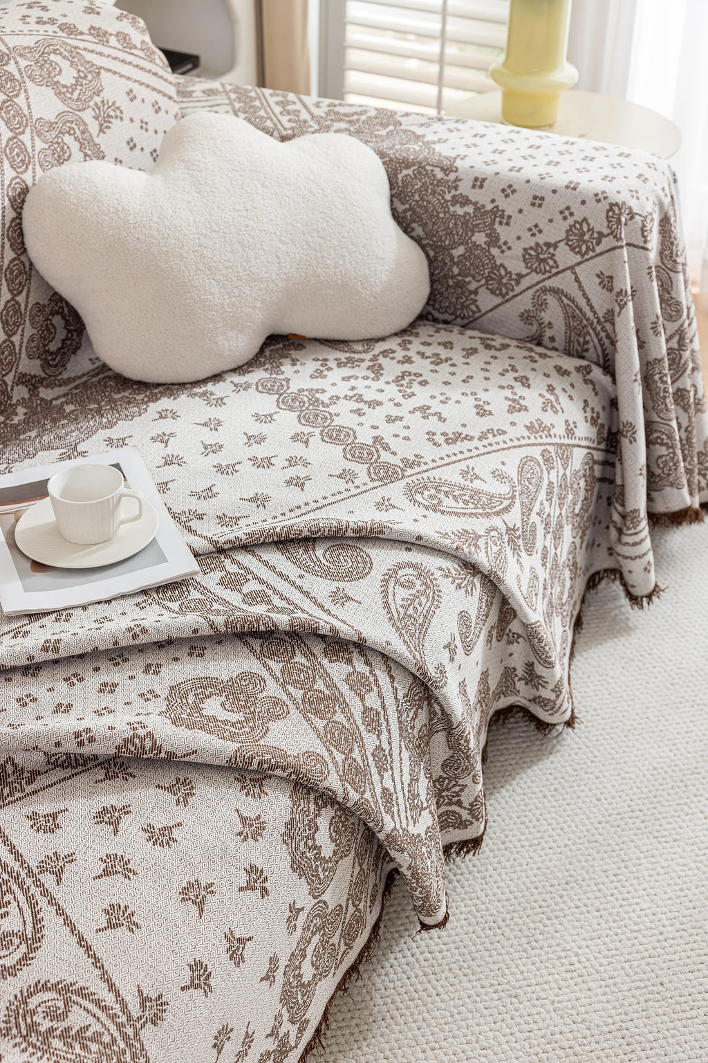 Paisley Faux Linen Pet Sofa Cover