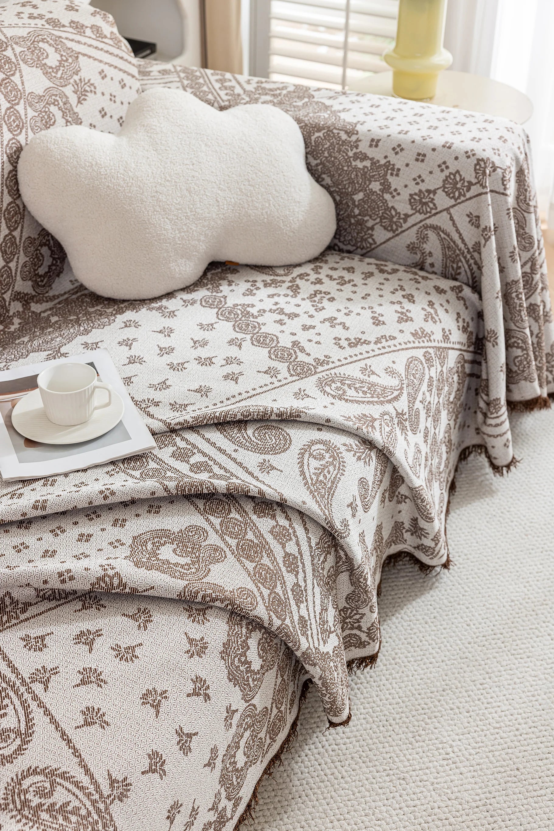 Paisley Faux Linen Pet Sofa Cover