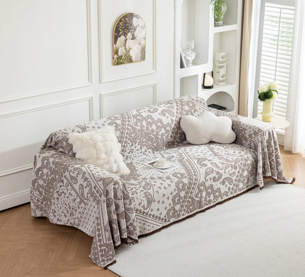 Paisley Faux Linen Pet Sofa Cover
