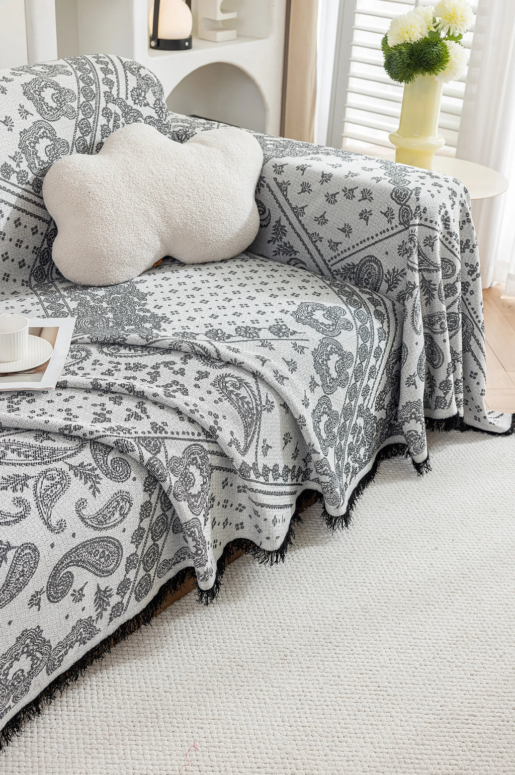 Paisley Faux Linen Pet Sofa Cover