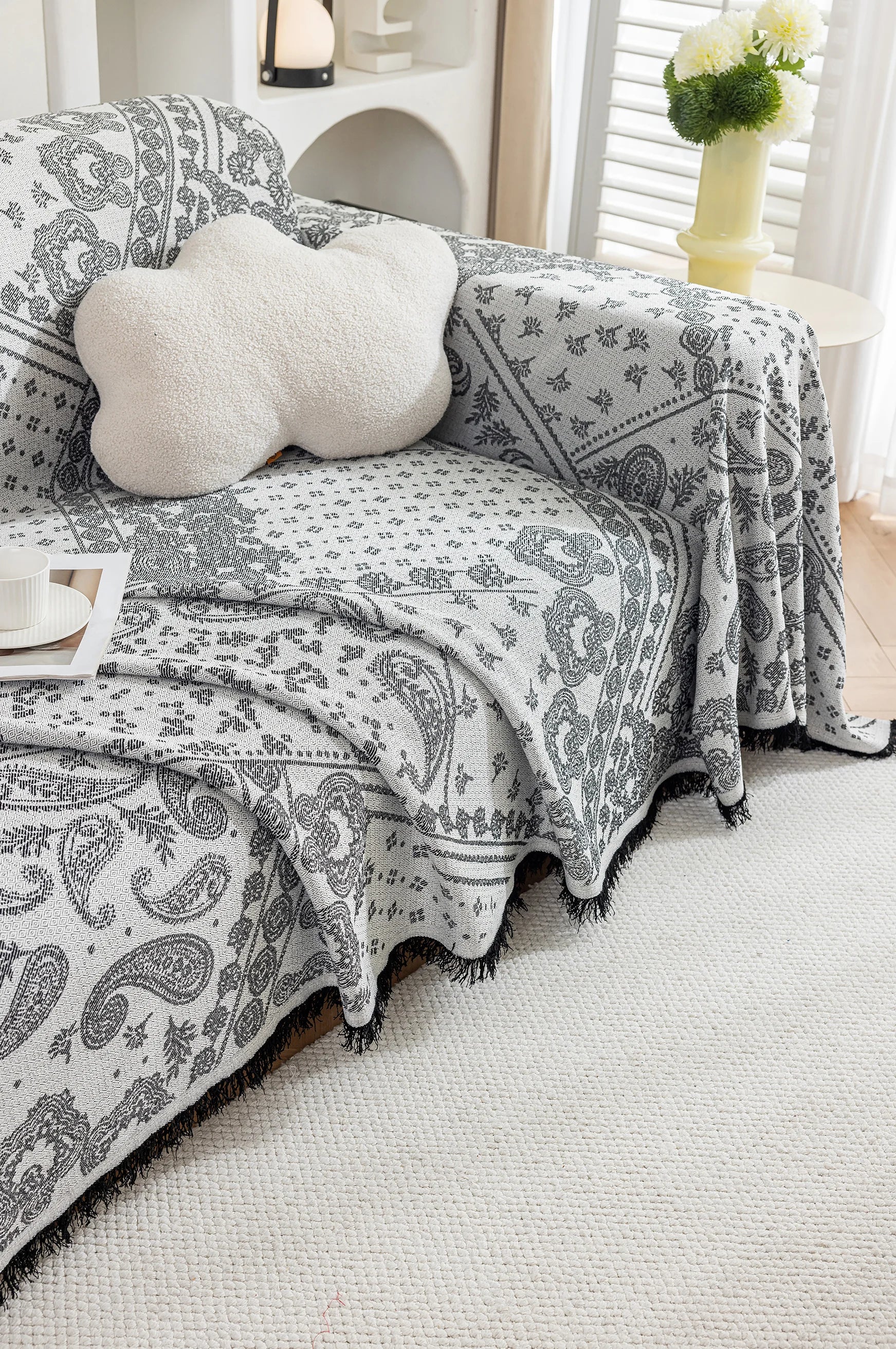 Paisley Faux Linen Pet Sofa Cover