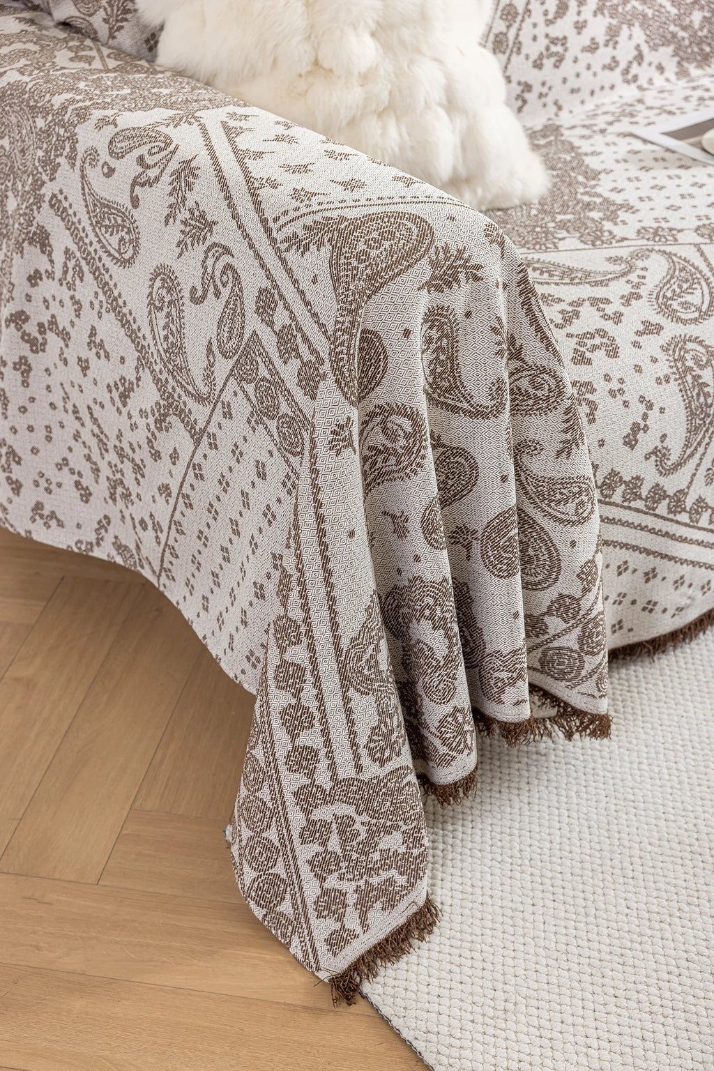 Paisley Faux Linen Pet Sofa Cover