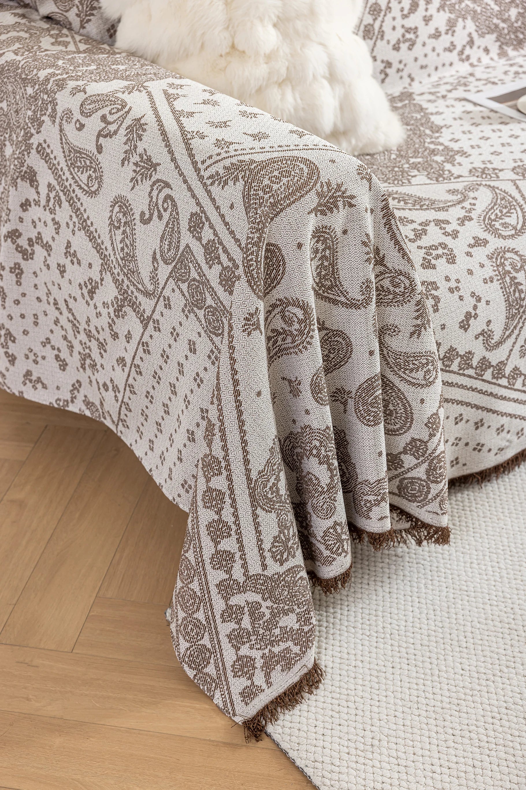 Paisley Faux Linen Pet Sofa Cover