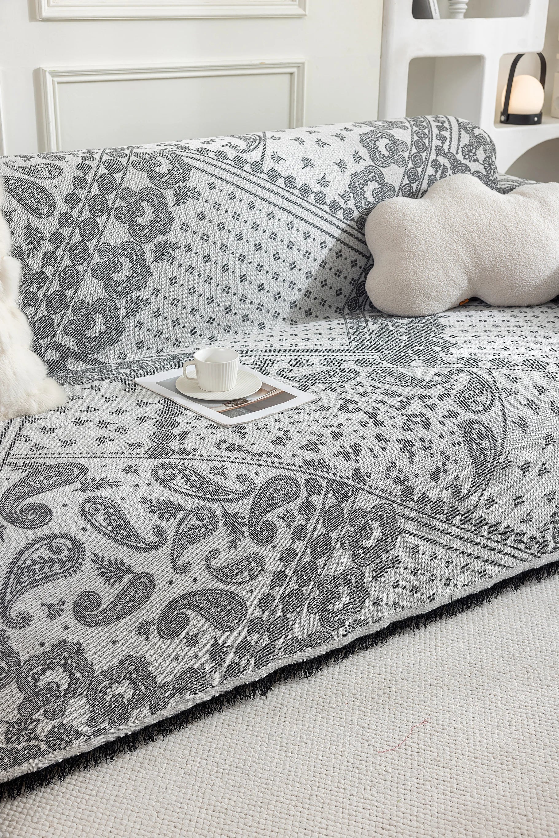 Paisley Faux Linen Pet Sofa Cover