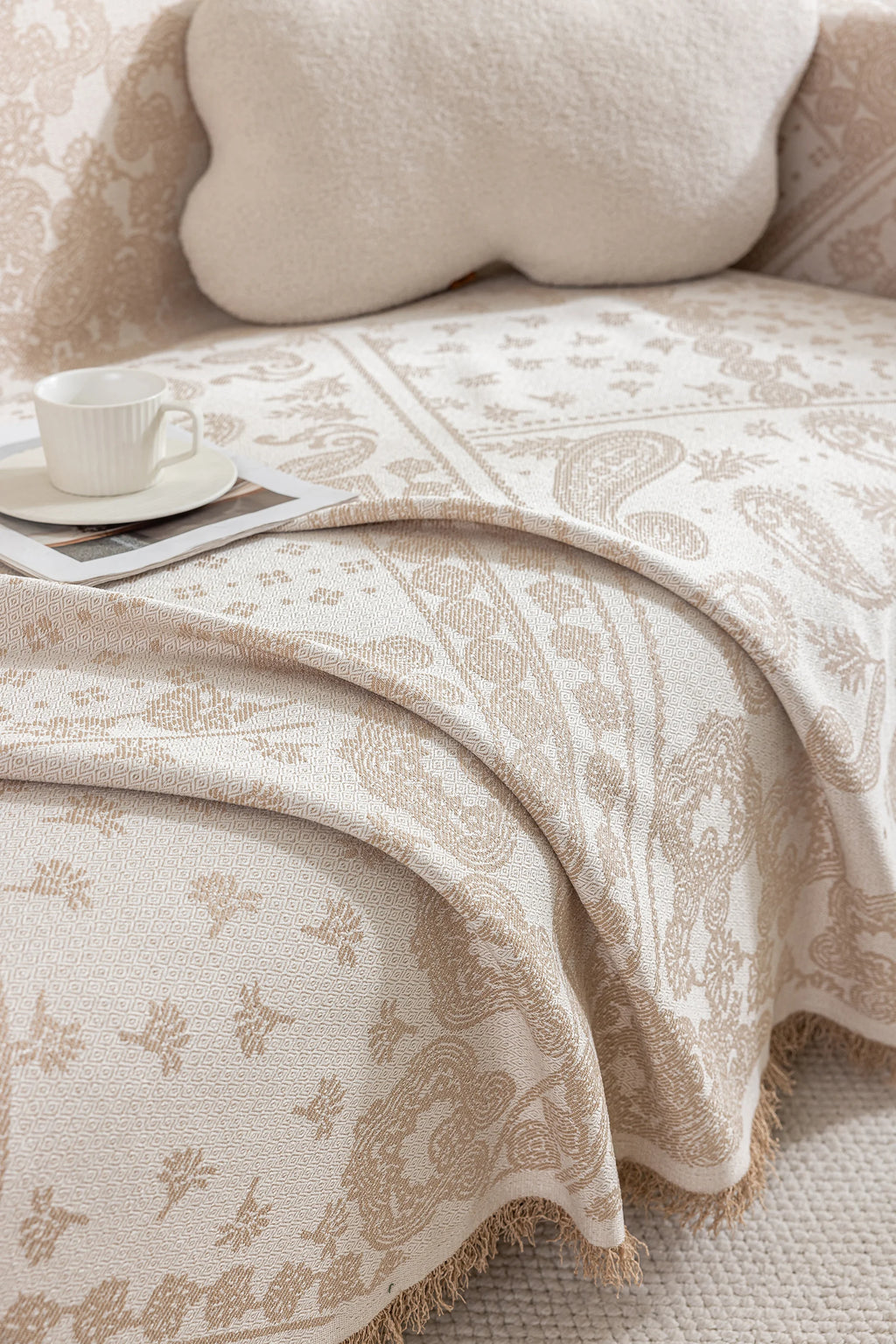 Paisley Faux Linen Pet Sofa Cover