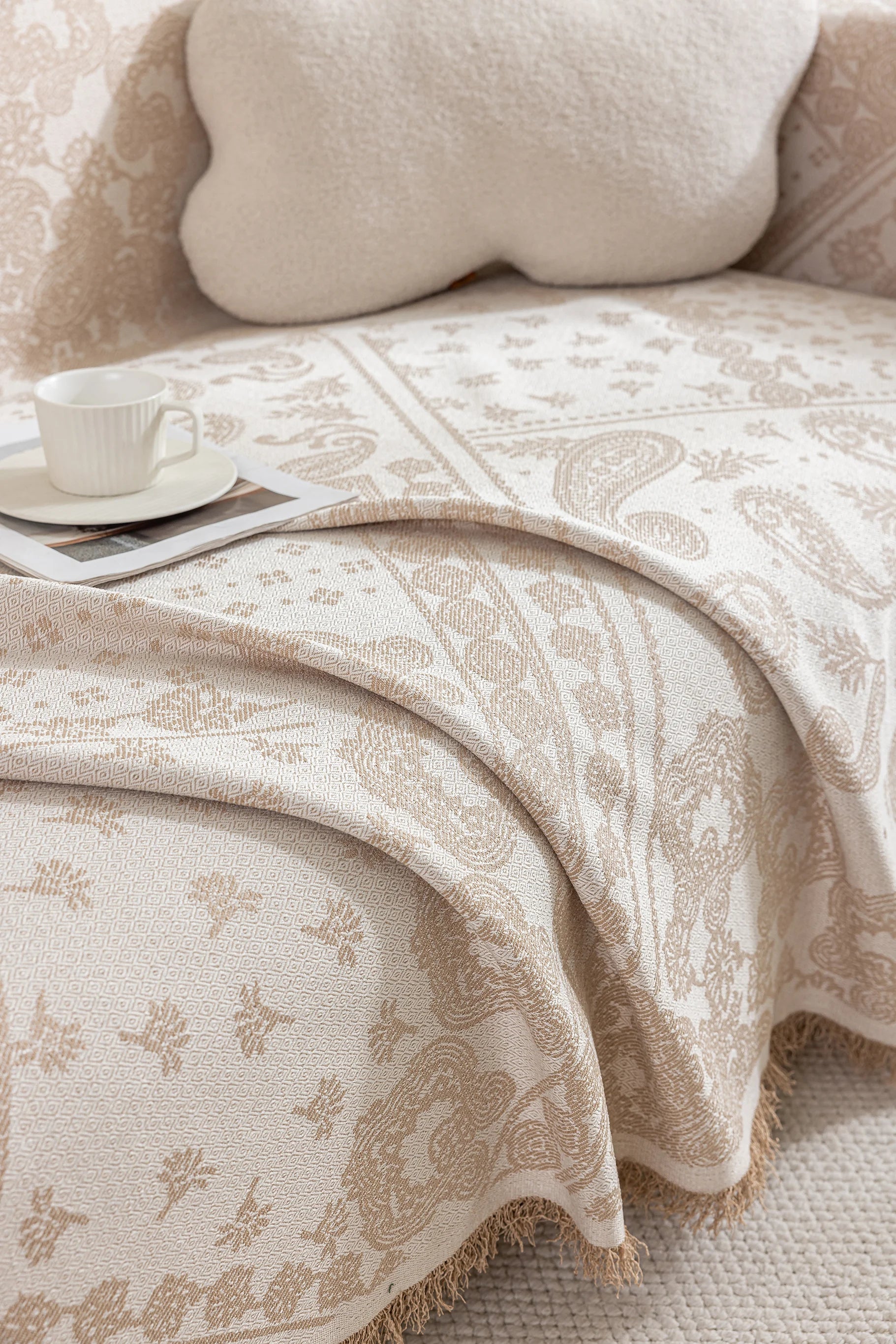 Paisley Faux Linen Pet Sofa Cover